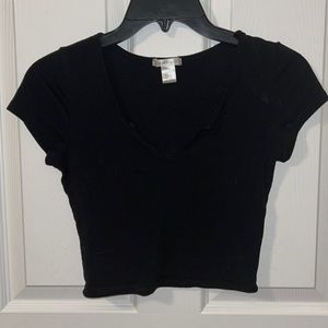 Black Cutout Neckline Crop